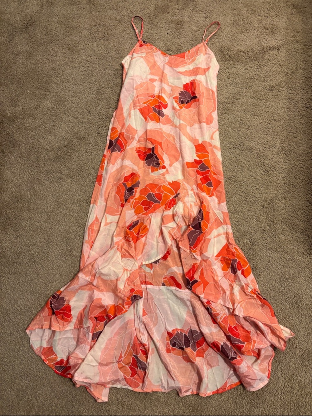 Billabong Coral Pink Orange Floral Maxi Dress